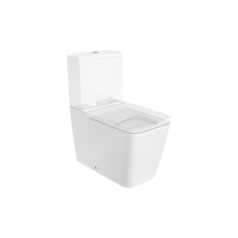 SQUARE - Taza Rimless adosada a pared con salida dual para inodoro de tanque bajo