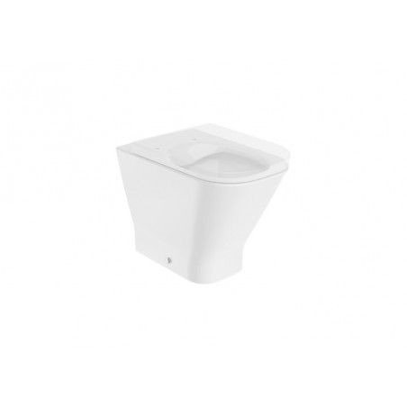 SQUARE - Taza Rimless adosada a pared con salida dual para inodoro de tanque alto, tanque empotrable o fluxor