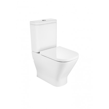 Inodoro completo Rimless compacto adosado a pared con salida dual (incluye taza, cisterna de alimentación inferior y tapa...