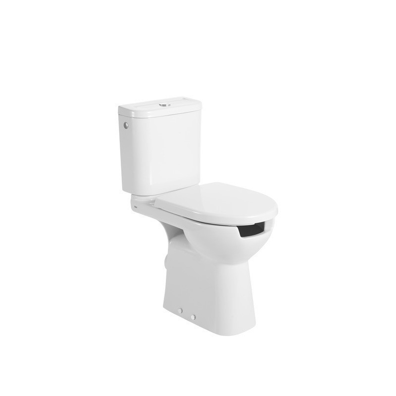 Inodoro completo con salida horizontal para movilidad reducida (incluye taza, cisterna de alimentación lateral y tapa y aro...