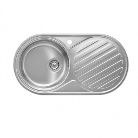 Fregadero de 1 cubeta de acero inoxidable y escurridor a la derecha