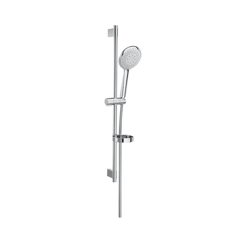 ROUND - Kit de ducha. Incluye ducha de mano de 130 mm de 4 funciones, barra de 800 mm, soporte regulable para ducha de mano,...