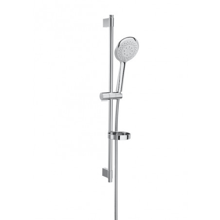 ROUND - Kit de ducha. Incluye ducha de mano de 130 mm de 4 funciones, barra de 800 mm, soporte regulable para ducha de mano,...