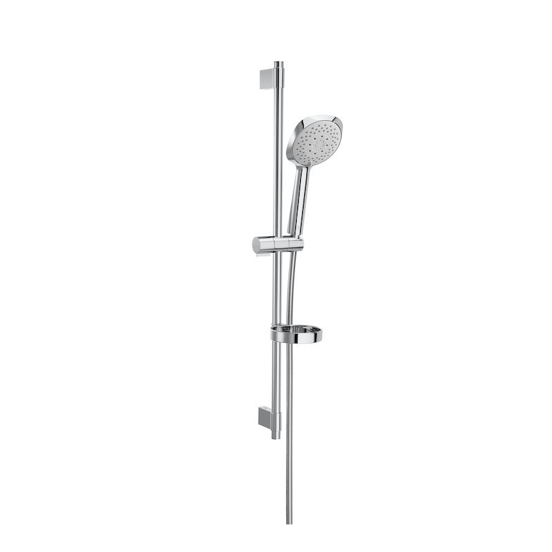 SQUARE - Kit de ducha. Incluye ducha de mano de 130 mm de 4 funciones, barra de 800 mm, soporte regulable para ducha de mano,...