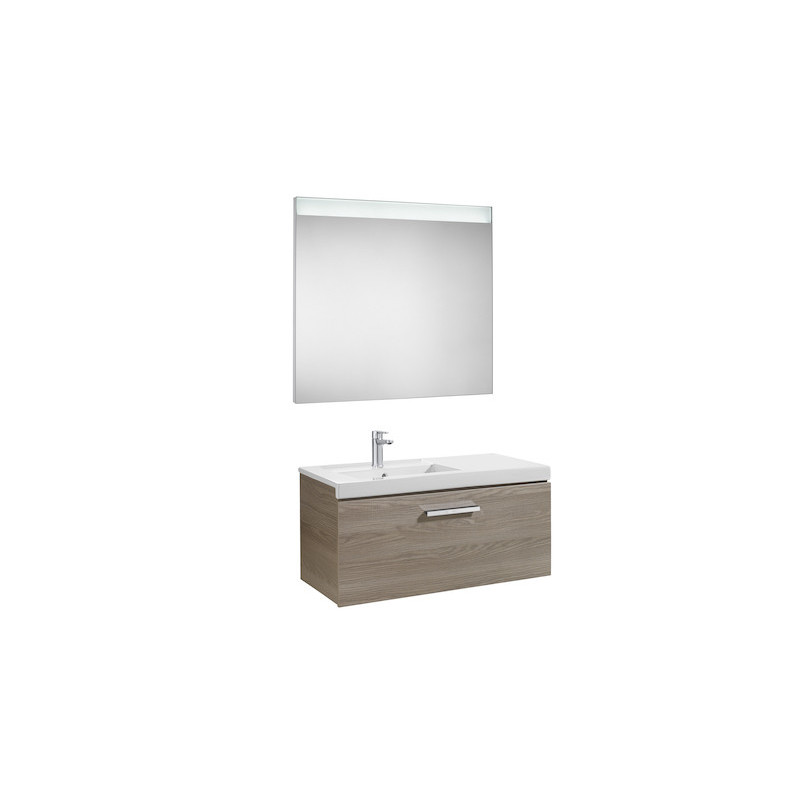 Pack (mueble base con un cajón, lavabo izquierda y espejo LED)