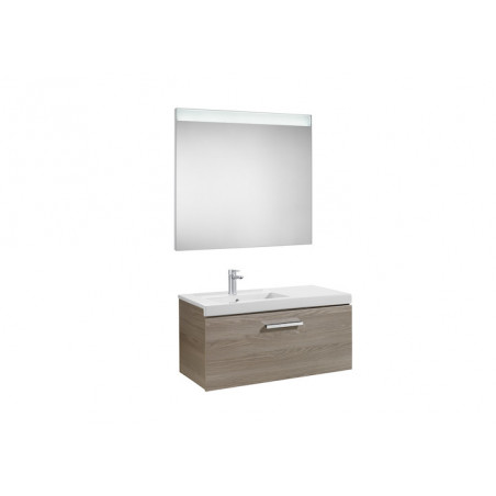 Pack (mueble base con un cajón, lavabo izquierda y espejo LED)